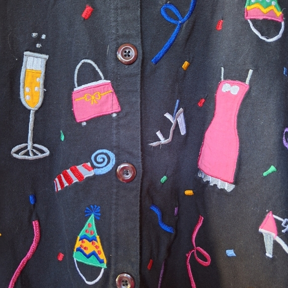 Vintage Michael Simon Embroidered Party Celebration Cardigan. Womens size L - Picture 4 of 6